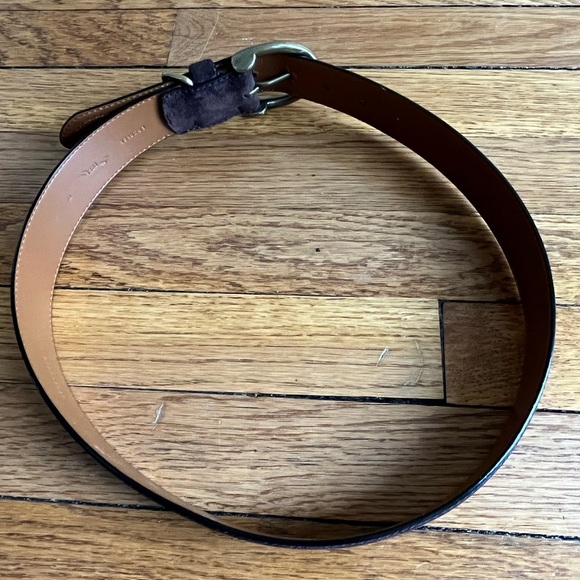 Lauren Ralph Lauren Belt Womens Small Brown Suede Solid Brass Buckle Leather - Picture 6 of 7